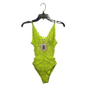 Savage X Fenty Floral Lace Teddy Acid Lime Cutout All over Stretch Lace Size XS